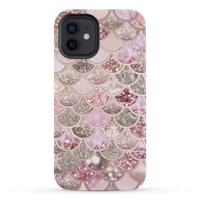 iPhone 12 mini StrongFit Multicolor Pink & Rose Gold Mermaid Scales by  Utart