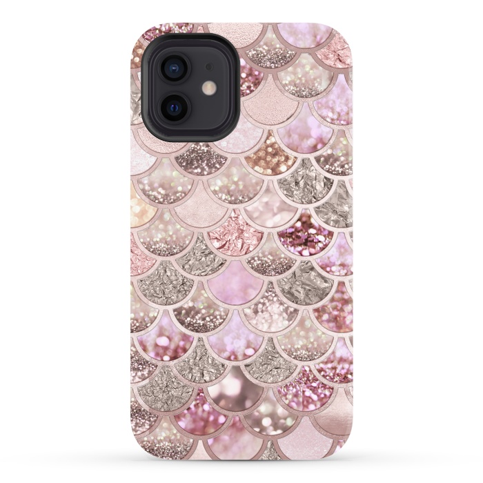 iPhone 12 StrongFit Multicolor Pink & Rose Gold Mermaid Scales by  Utart
