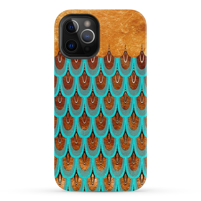 iPhone 12 Pro StrongFit Copper & Teal Gold Mermaid Scales by  Utart