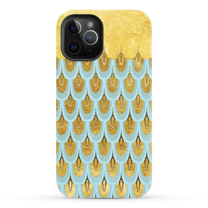 iPhone 12 Pro StrongFit Elegant Light Aqua & Gold Mermaid Scales by  Utart