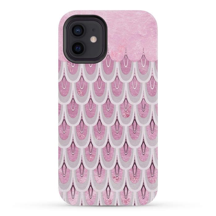 iPhone 12 mini StrongFit Multicolor Pink & Silver Gray Mermaid Scales by  Utart