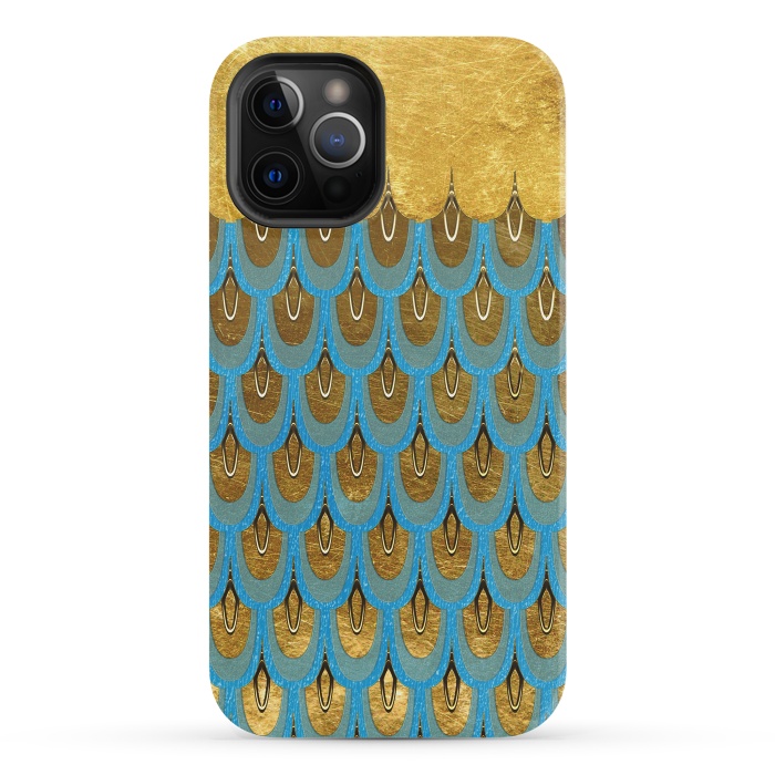 iPhone 12 Pro StrongFit Multicolor Teal & Gold Mermaid Scales by  Utart