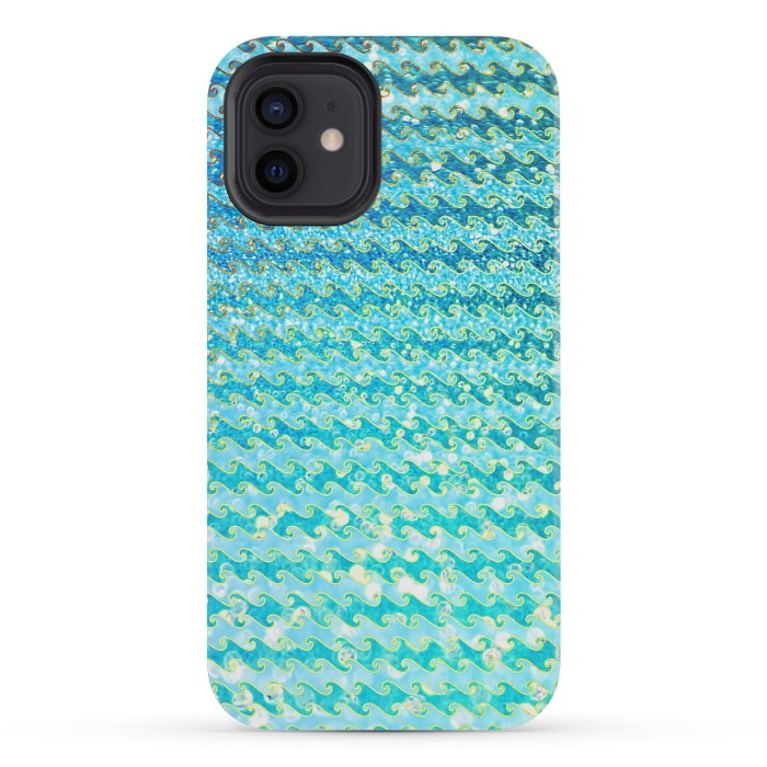 iPhone 12 mini StrongFit Sea Ocean Blue Sparkle Glitter Waves by  Utart
