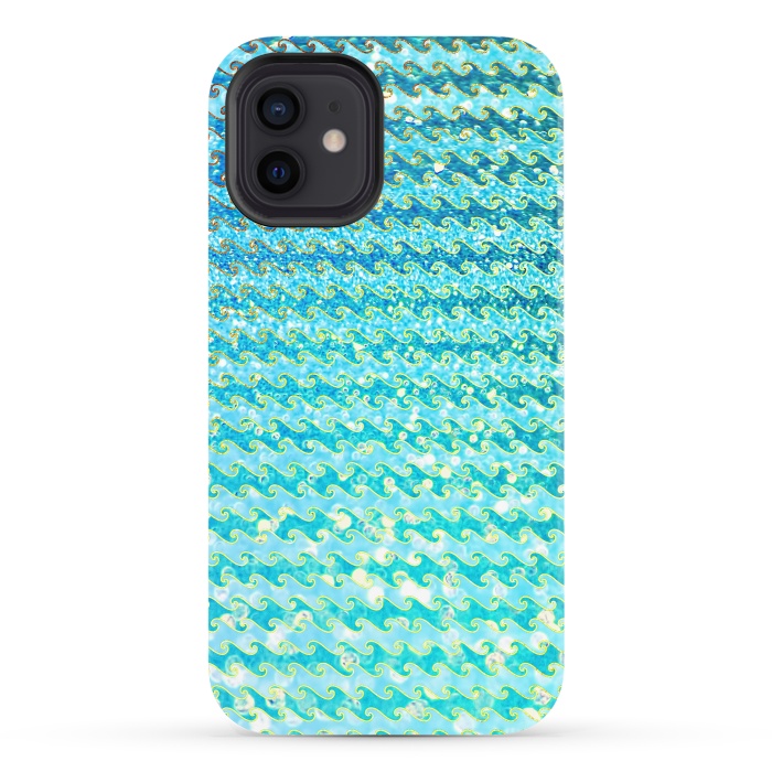 iPhone 12 StrongFit Sea Ocean Blue Sparkle Glitter Waves by  Utart
