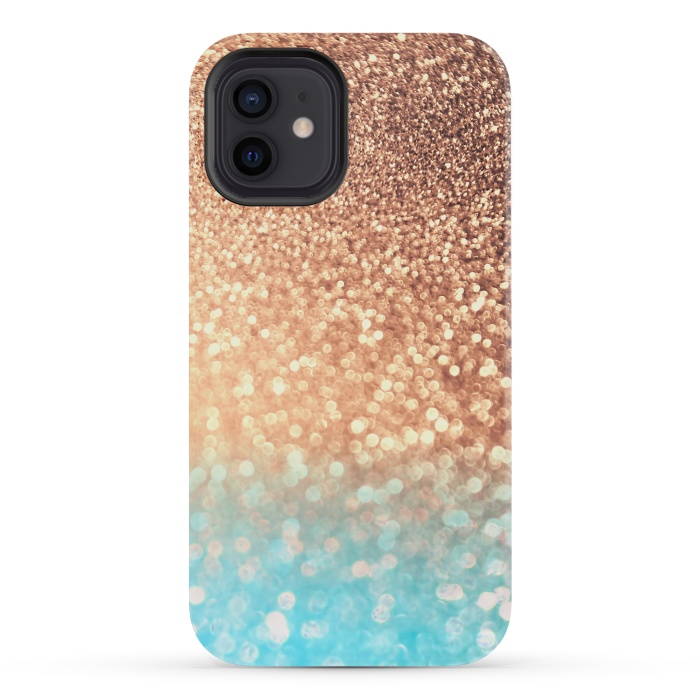 iPhone 12 mini StrongFit Mermaid Blue and Rose Gold Blush Glitter by  Utart
