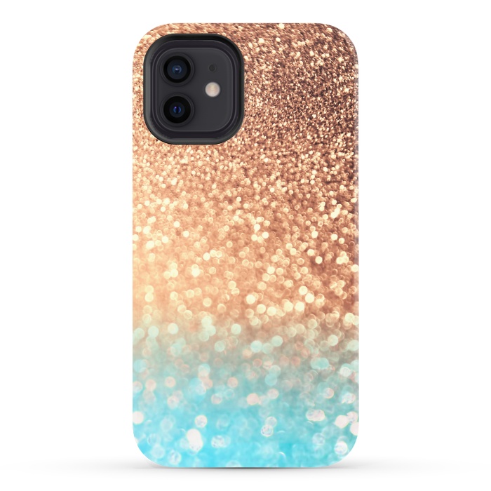 iPhone 12 StrongFit Mermaid Blue and Rose Gold Blush Glitter by  Utart