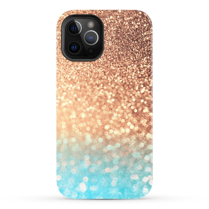 iPhone 12 Pro StrongFit Mermaid Blue and Rose Gold Blush Glitter by  Utart