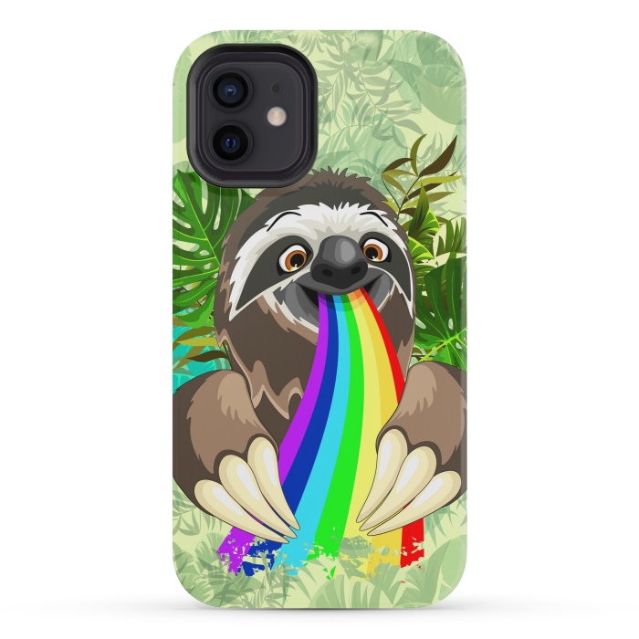 iPhone 12 mini StrongFit Sloth Spitting Rainbow Colors by BluedarkArt
