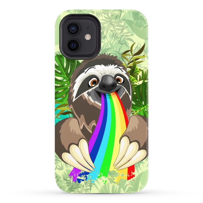 iPhone 12 StrongFit Sloth Spitting Rainbow Colors by BluedarkArt