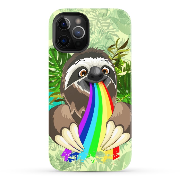 iPhone 12 Pro StrongFit Sloth Spitting Rainbow Colors by BluedarkArt