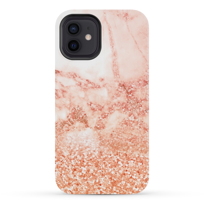 iPhone 12 mini StrongFit Salmon Glitter Marble by  Utart