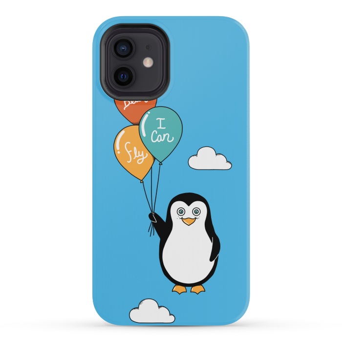 iPhone 12 mini StrongFit Penguin I Believe I Can Fly by Coffee Man