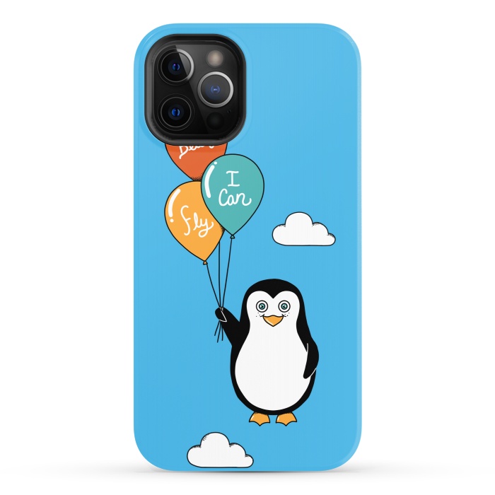 iPhone 12 Pro StrongFit Penguin I Believe I Can Fly by Coffee Man