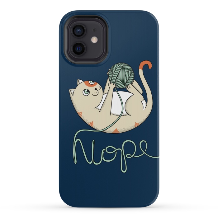 iPhone 12 mini StrongFit Cat Nope Blue by Coffee Man