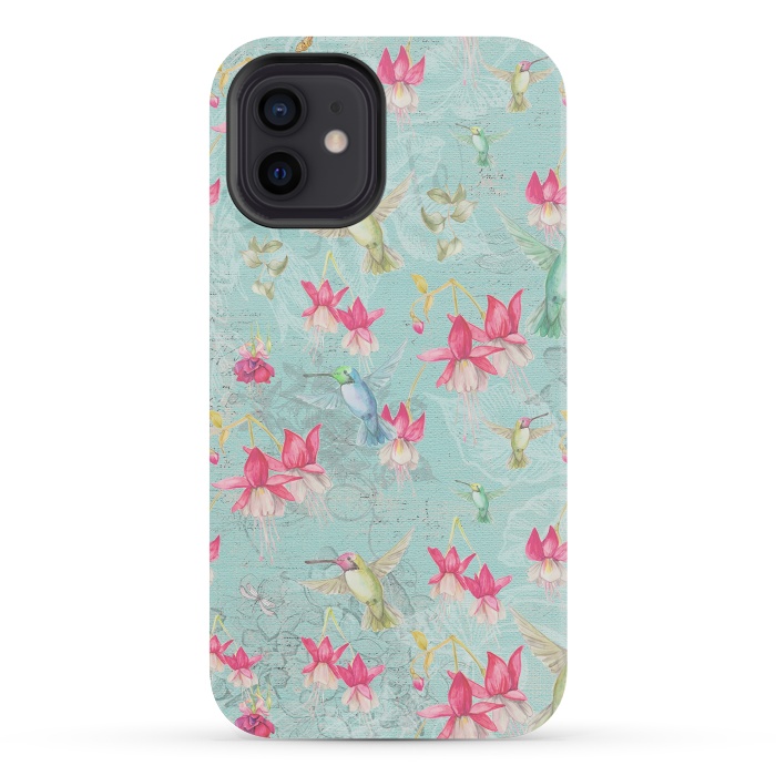 iPhone 12 mini StrongFit Hummingbirds and Fuchsia by  Utart