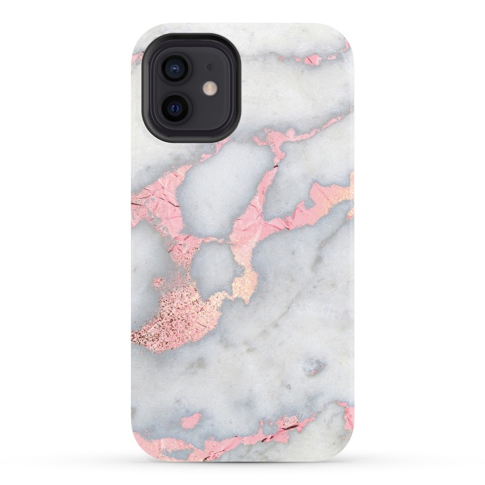 iPhone 12 StrongFit Marble with Rose Gold Veins by  Utart