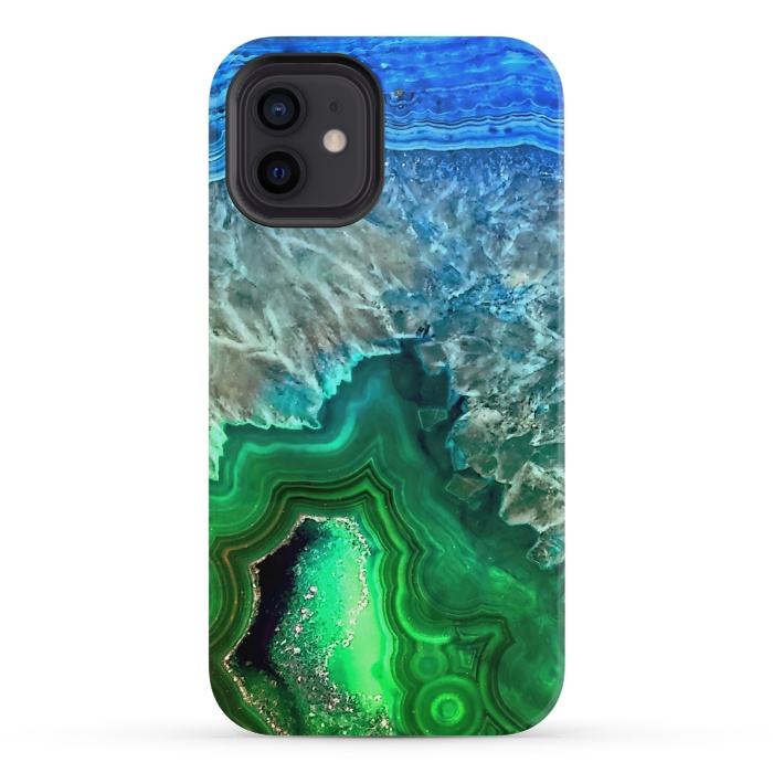 iPhone 12 mini StrongFit Blue and Green Agate  by  Utart