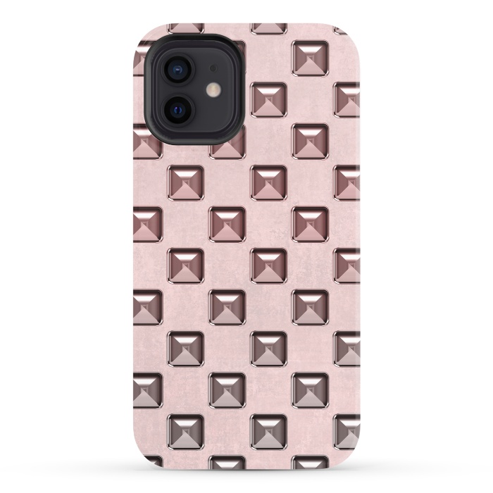 iPhone 12 StrongFit Soft Pink Shiny Gemstones by Andrea Haase