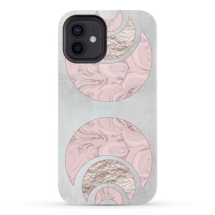 iPhone 12 StrongFit Marble Rose Gold Half Moon by Andrea Haase