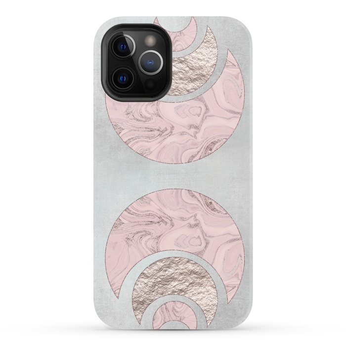 iPhone 12 Pro StrongFit Marble Rose Gold Half Moon by Andrea Haase
