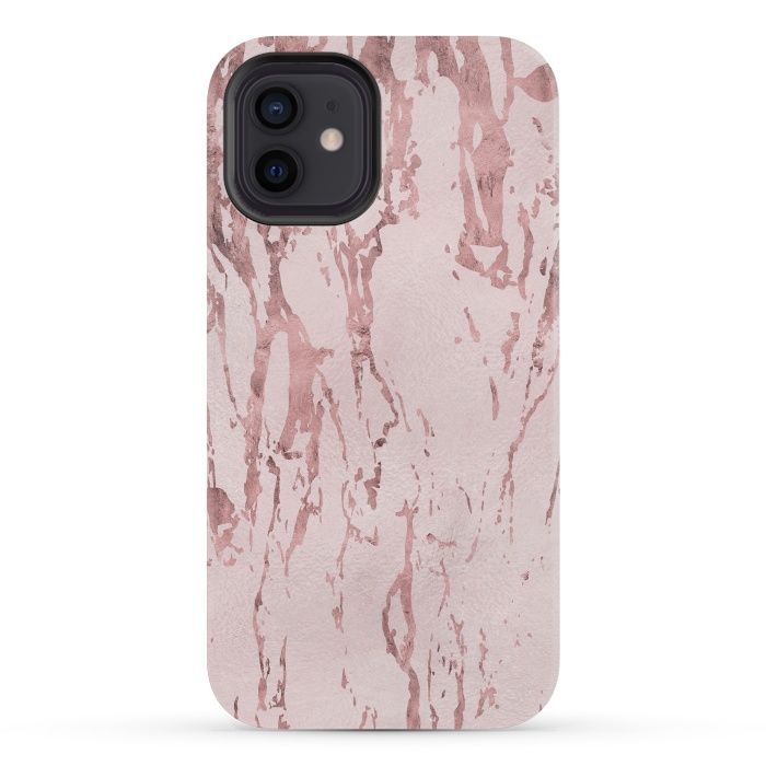 iPhone 12 mini StrongFit Shiny Rose Gold Marble 2 by Andrea Haase