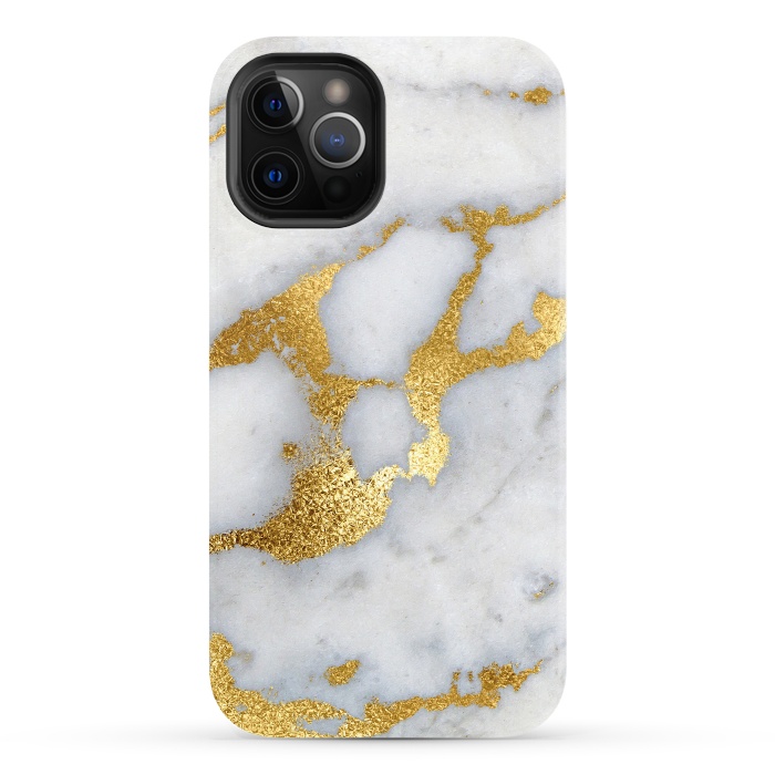 iPhone 12 Pro StrongFit Marble with Gold Metal Foil Veins by  Utart