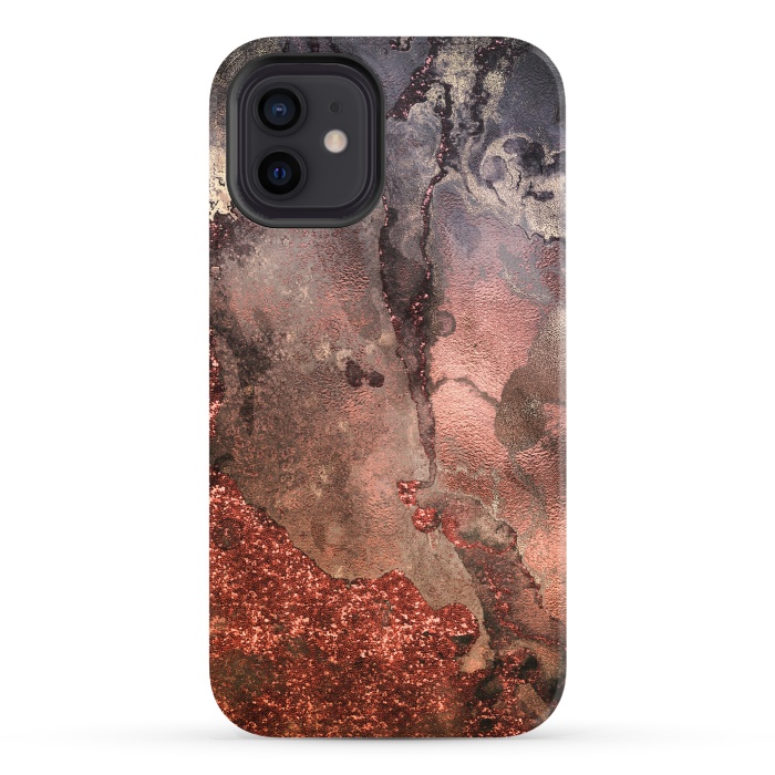 iPhone 12 StrongFit Copper Glitter and Ink Marble by  Utart