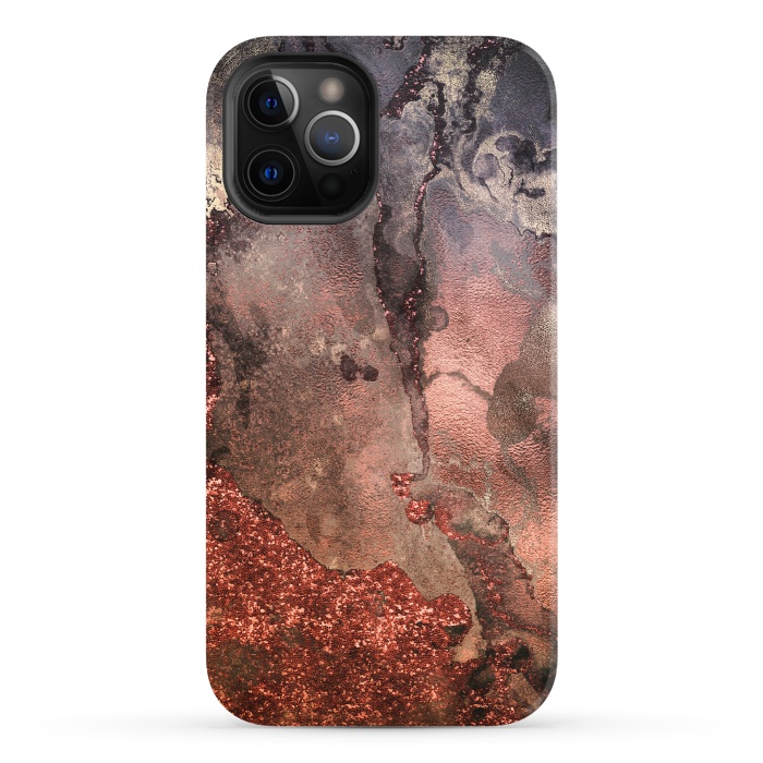 iPhone 12 Pro StrongFit Copper Glitter and Ink Marble by  Utart