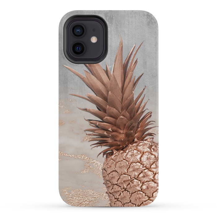 iPhone 12 mini StrongFit Rose Gold Pineapple on Congrete by  Utart