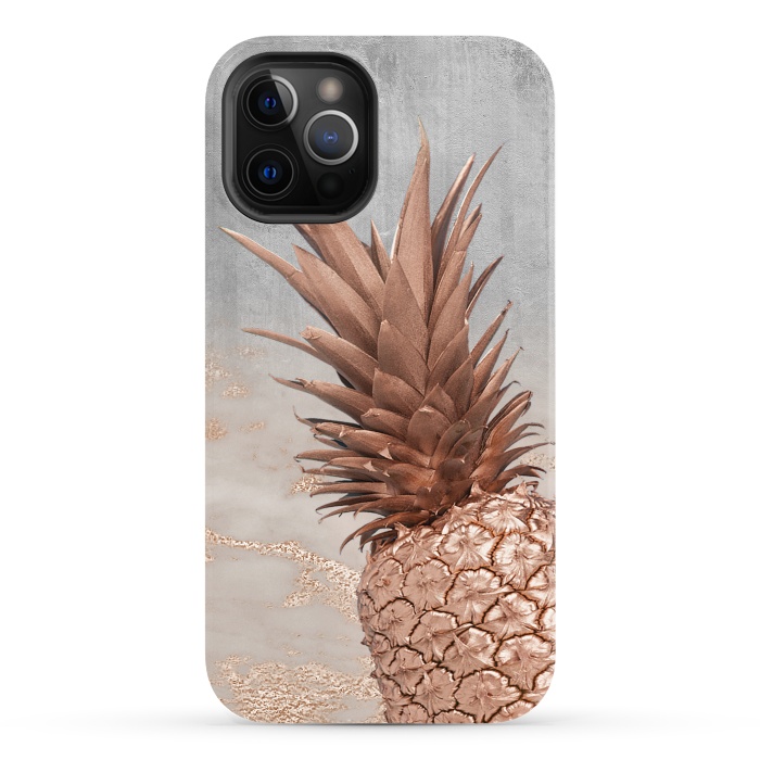 iPhone 12 Pro StrongFit Rose Gold Pineapple on Congrete by  Utart