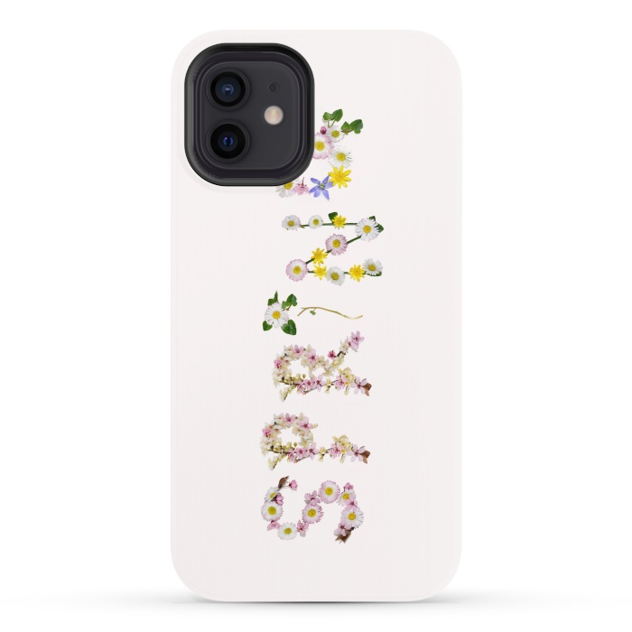iPhone 12 StrongFit Spring - Flower Typography  by  Utart
