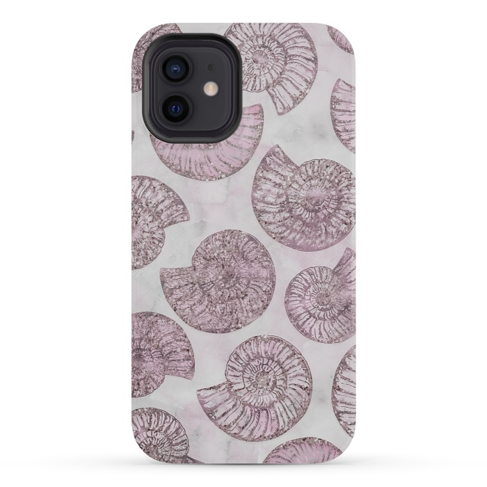 iPhone 12 mini StrongFit Soft Pink Fossils  by Andrea Haase