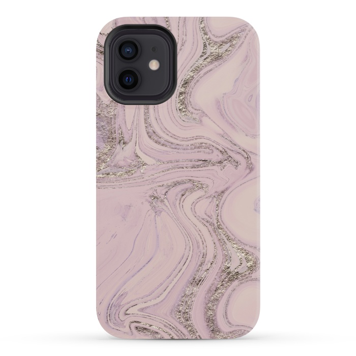 iPhone 12 mini StrongFit Glamorous Sparke Soft Pink Marble 2 by Andrea Haase