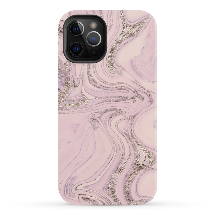 iPhone 12 Pro StrongFit Glamorous Sparke Soft Pink Marble 2 by Andrea Haase