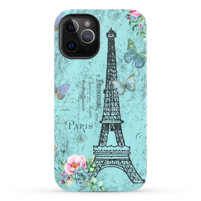 iPhone 12 Pro StrongFit Blue Eiffel Tower Paris Watercolor Illustration by  Utart