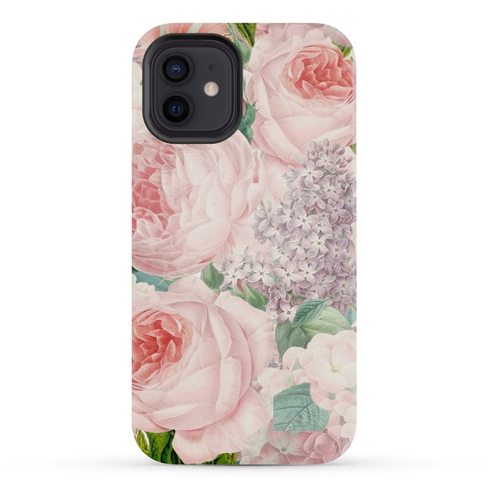 iPhone 12 mini StrongFit Pink Retro Watercolor Roses by  Utart