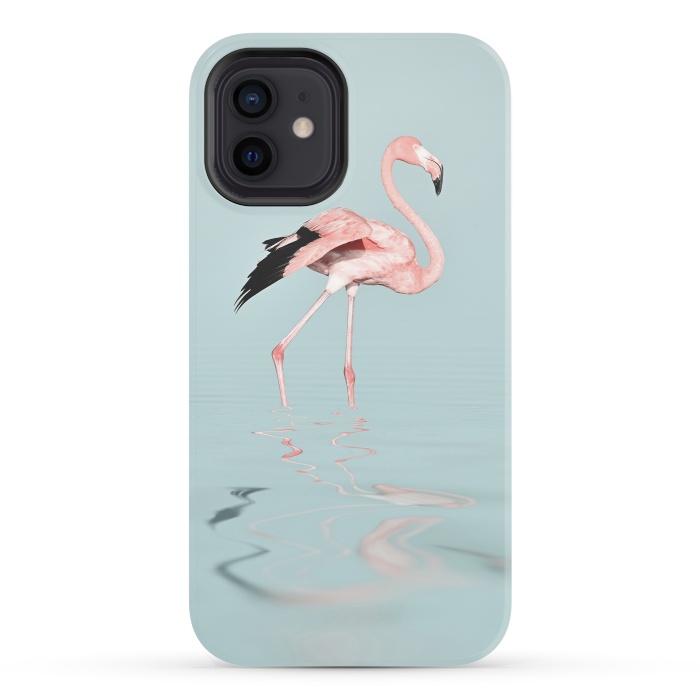 iPhone 12 StrongFit Flamingo On Turquoise Waters by Andrea Haase