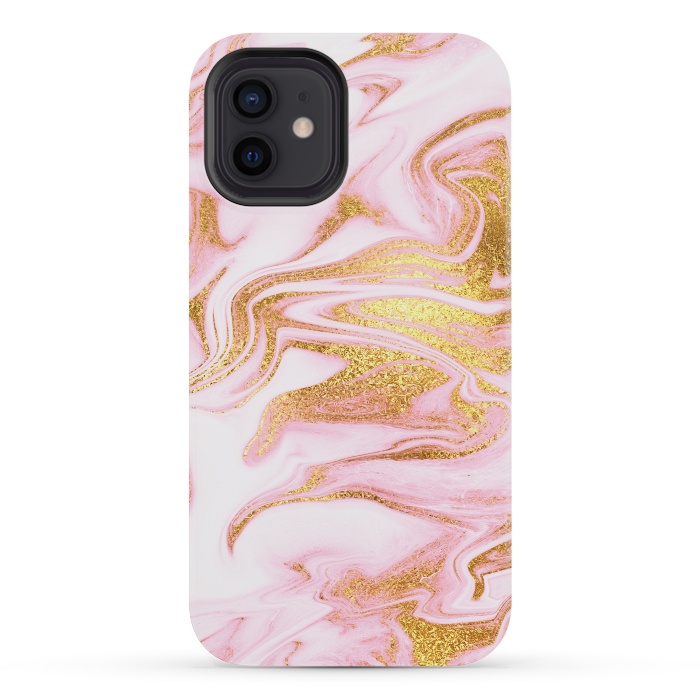 iPhone 12 mini StrongFit Pink and gold Fluid Marble by  Utart