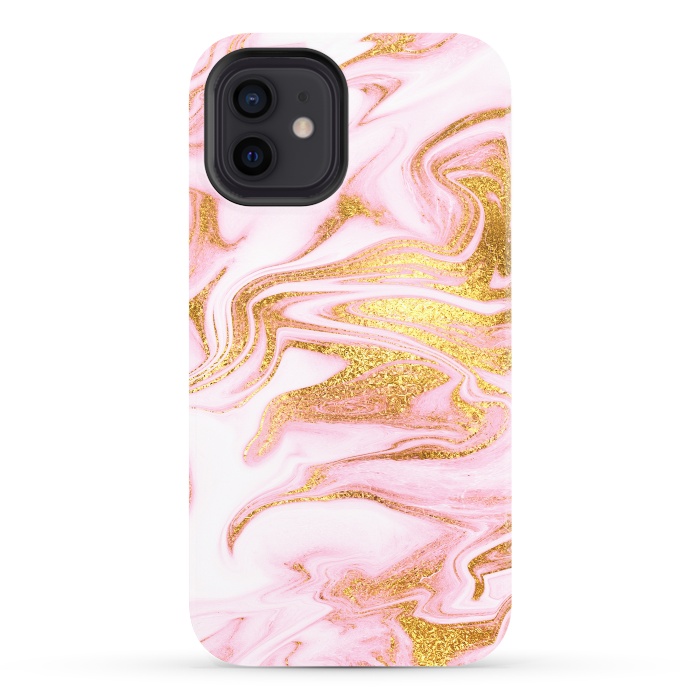 iPhone 12 StrongFit Pink and gold Fluid Marble by  Utart