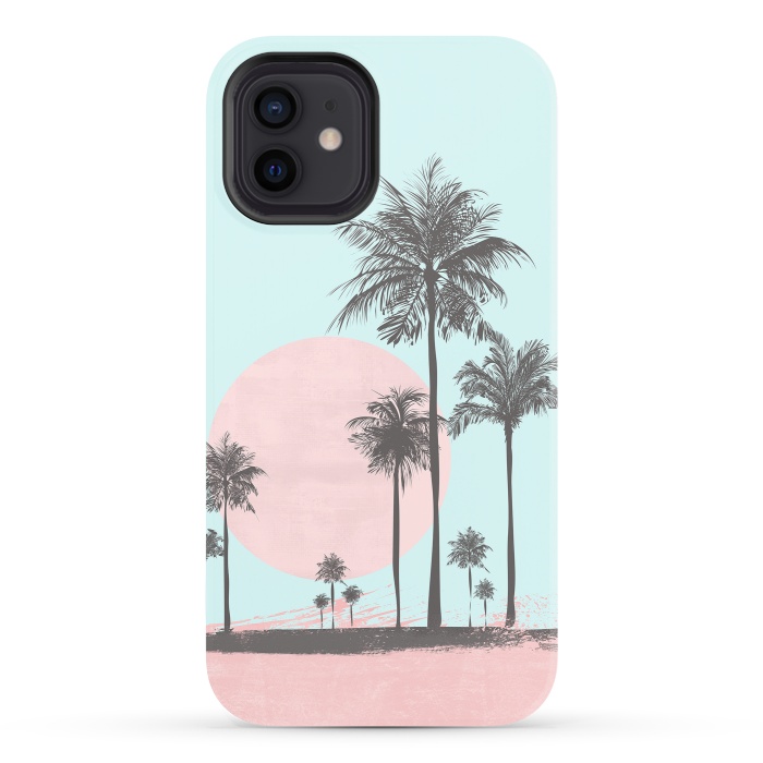 iPhone 12 StrongFit Beachfront Palm Tree Sunset by Andrea Haase