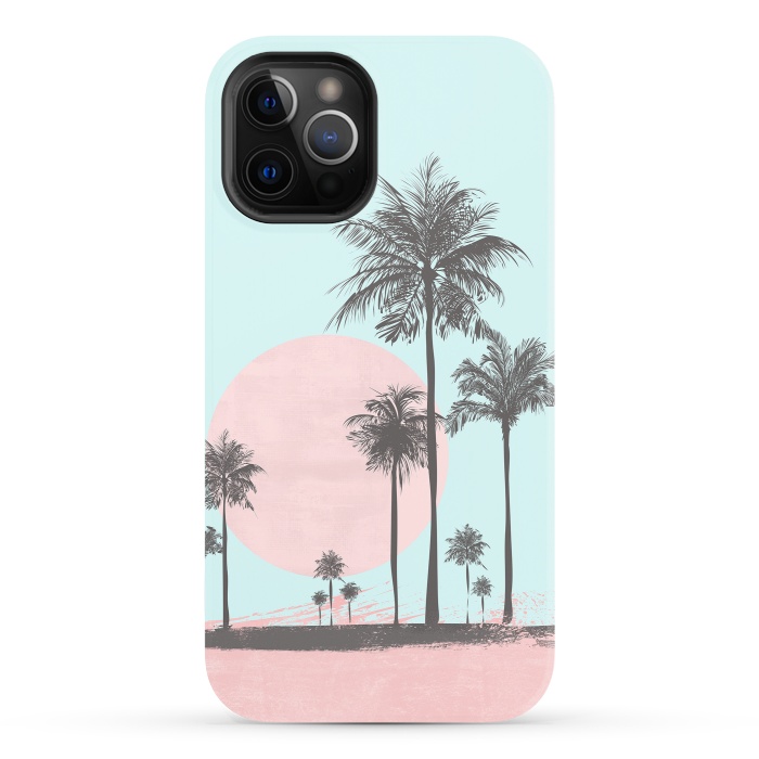 iPhone 12 Pro StrongFit Beachfront Palm Tree Sunset by Andrea Haase