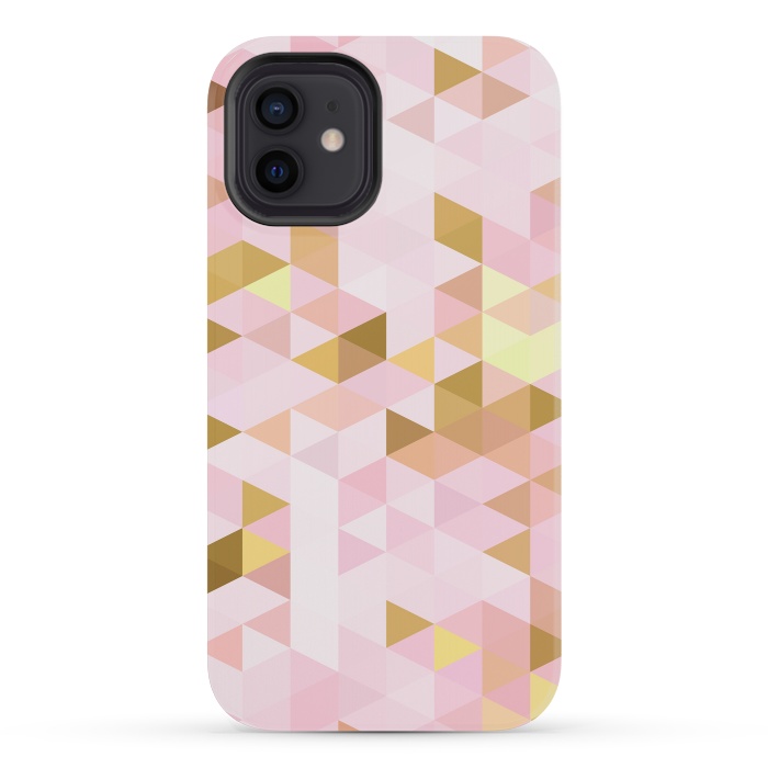 iPhone 12 mini StrongFit Pink and Rose Gold Marble Triangle Pattern by  Utart