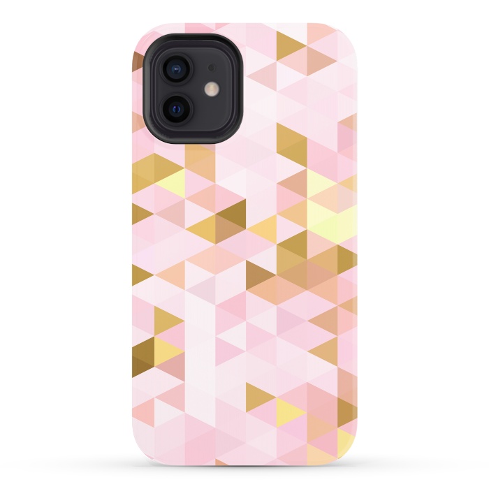iPhone 12 StrongFit Pink and Rose Gold Marble Triangle Pattern by  Utart