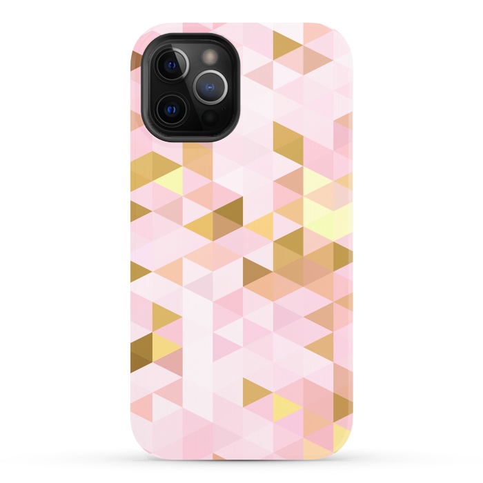 iPhone 12 Pro StrongFit Pink and Rose Gold Marble Triangle Pattern by  Utart