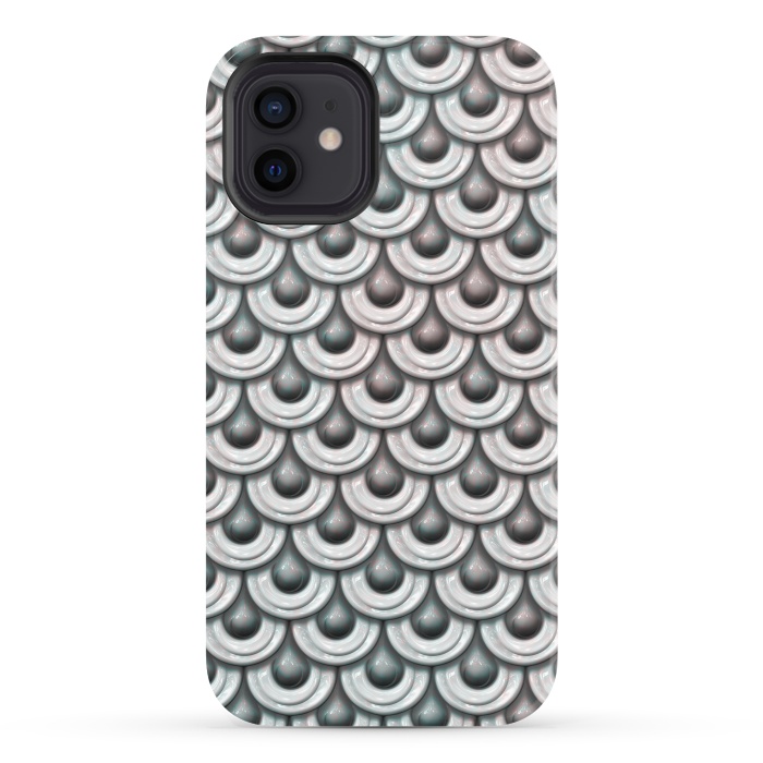 iPhone 12 StrongFit Shiny Teal And Pink Metal Scales by Andrea Haase
