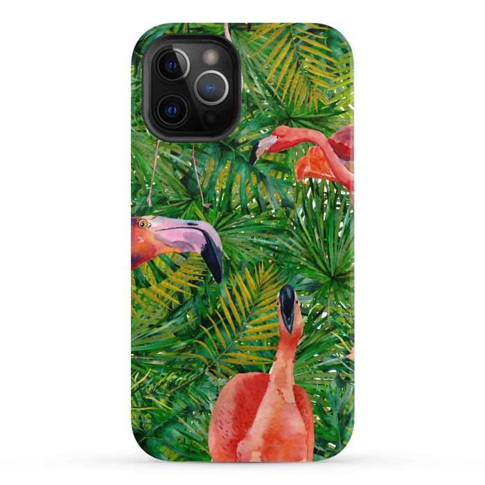 iPhone 12 Pro StrongFit Flamingo Jungle Party by  Utart