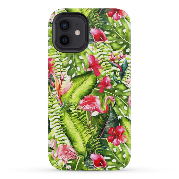 iPhone 12 mini StrongFit Flower Jungle and Flamingo  by  Utart