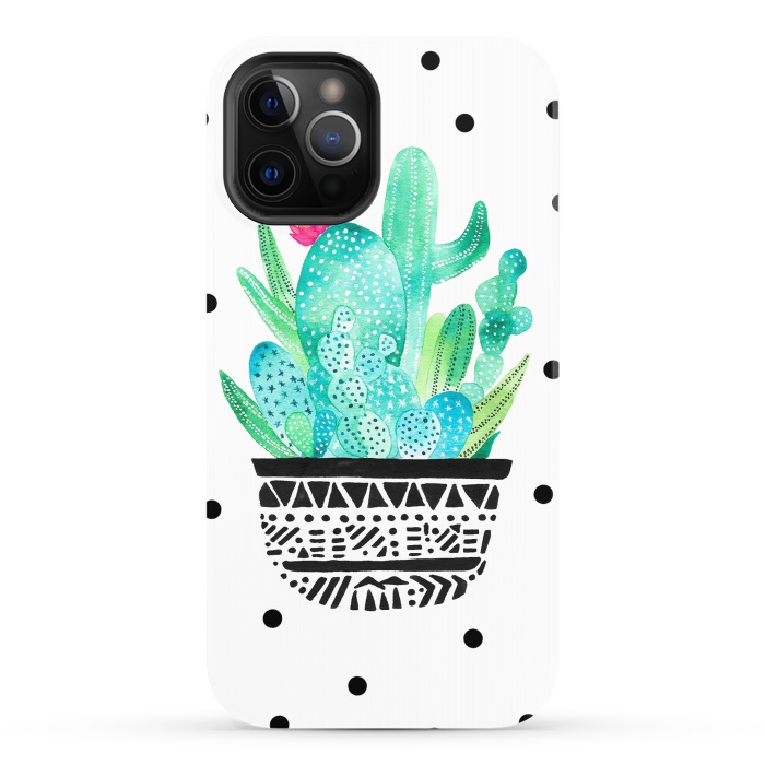 iPhone 12 Pro StrongFit Pot Me A Cacti! Dots by Amaya Brydon