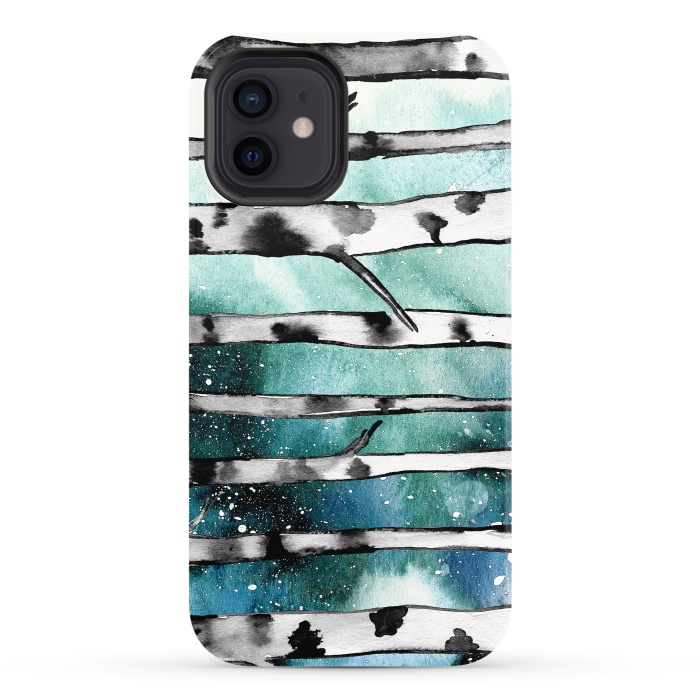 iPhone 12 StrongFit Abstract Birch Teal  by Amaya Brydon