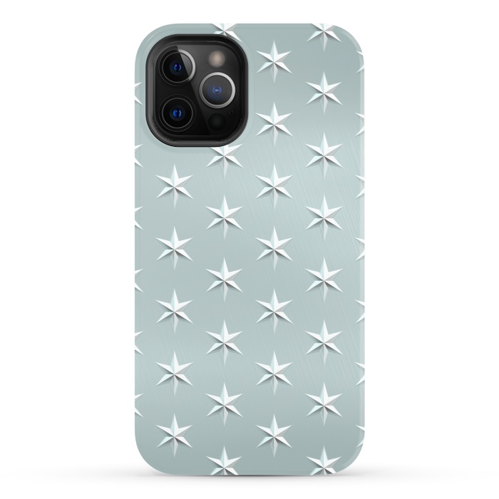 iPhone 12 Pro StrongFit Silver Stars On Teal Metal by Andrea Haase